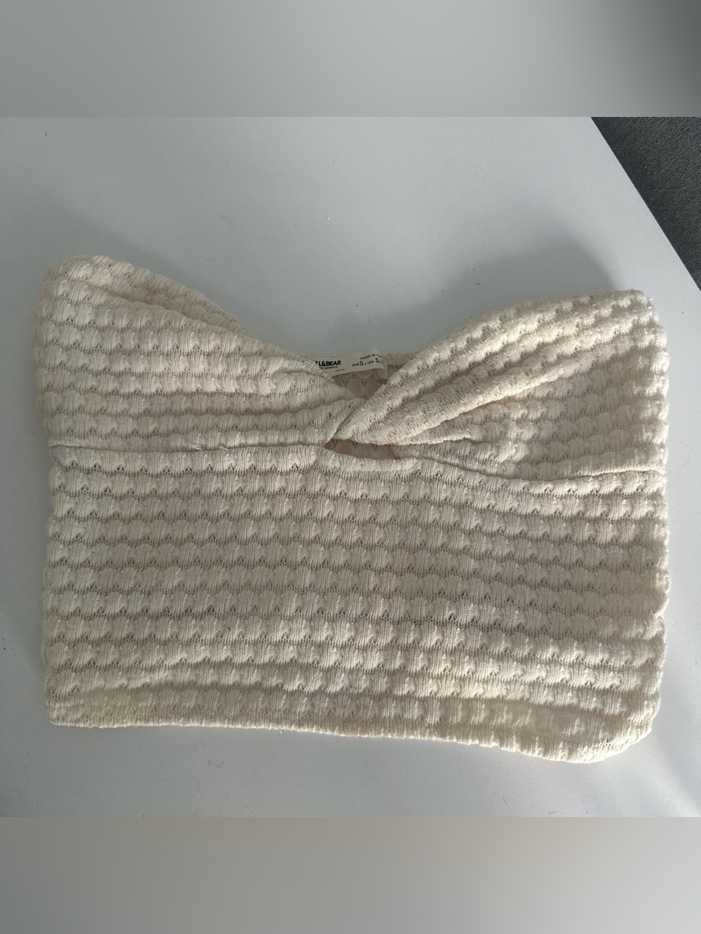 Pull&Bear Cream Knit Textured Top